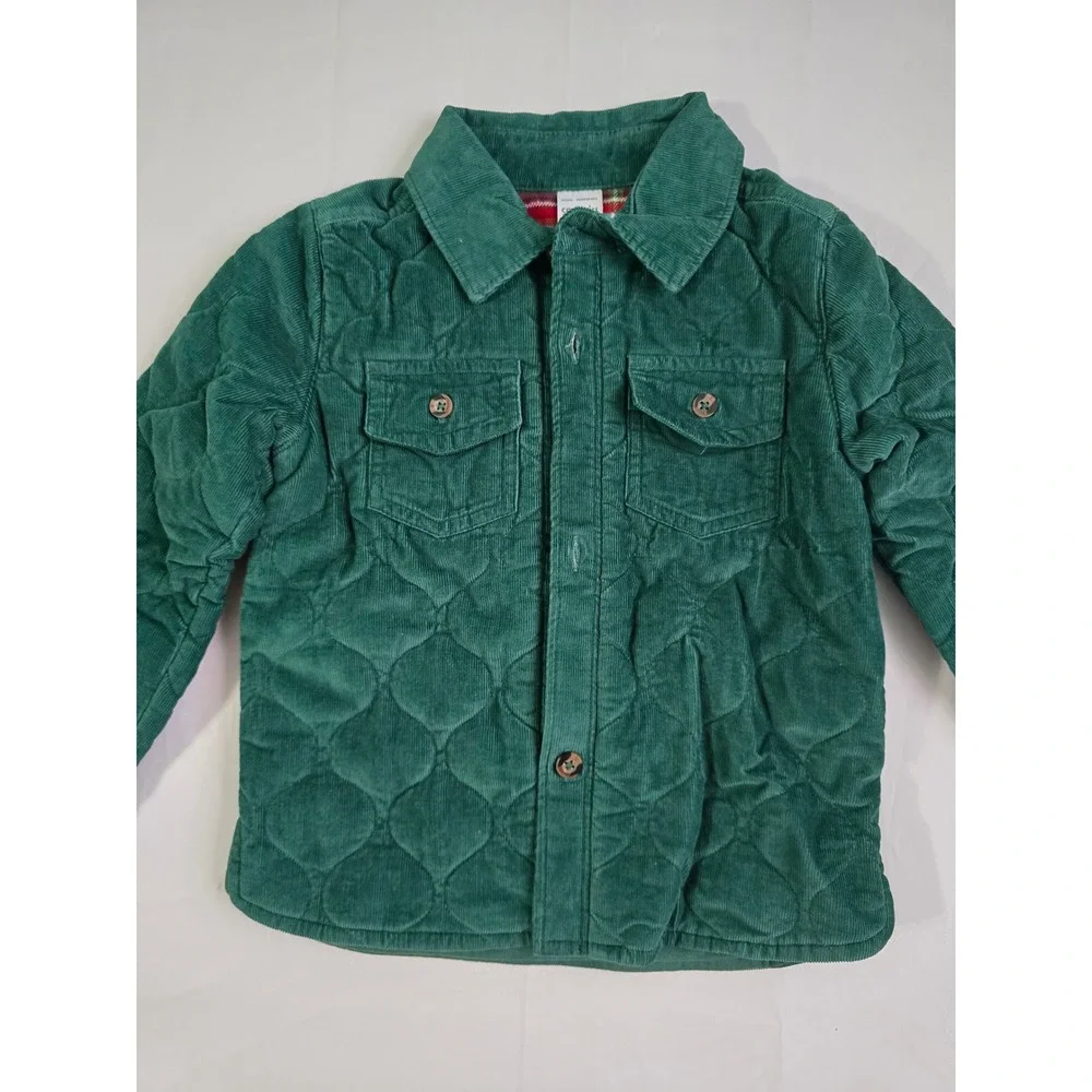 Carters Toddler Boys Green Quilted Corduroy Shirt Jacket Shacket 24M New